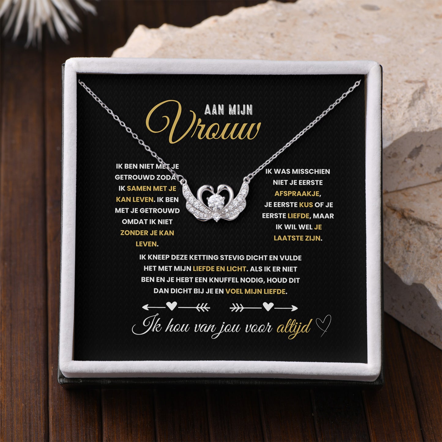 ✨ Aan Mijn Vrouw – Hartvormige Ketting met Boodschap | 925 Zilver | Luxe Geschenk