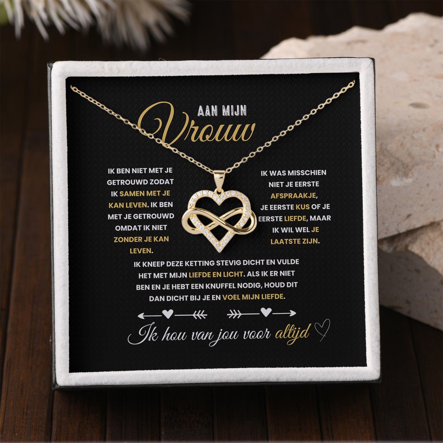 Infinity Hart Ketting – Aan Mijn Vrouw – 925 Zilver of Goud