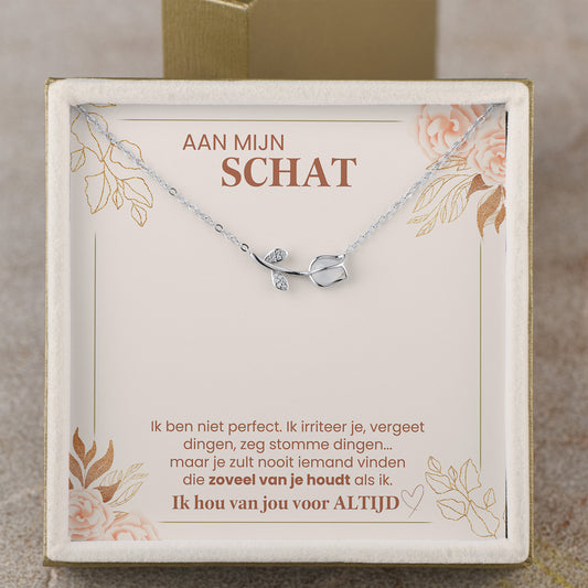 Tulp Ketting 🌷 - Aan Mijn Schat | 925 Zilver | Luxe Cadeau