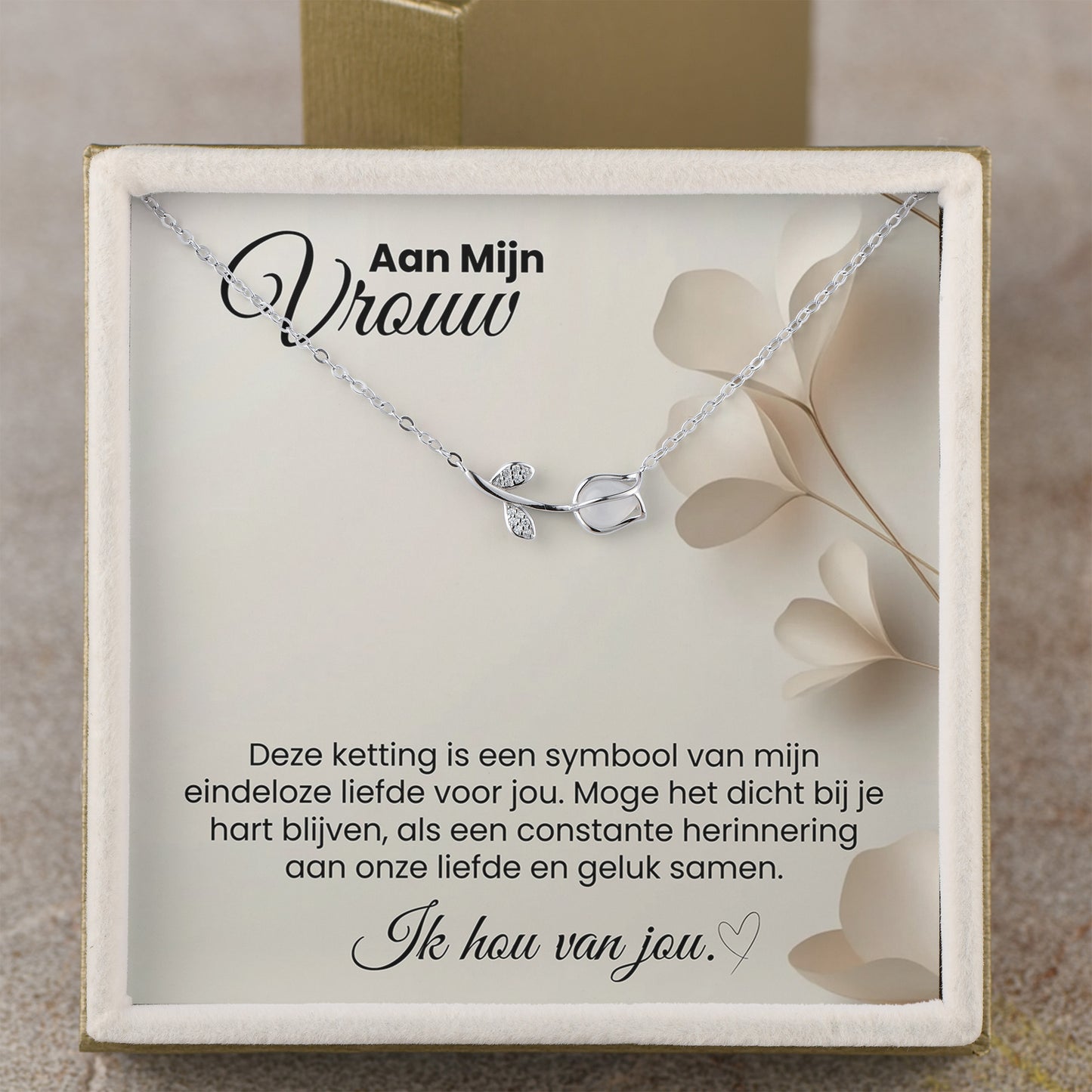 Tulp Ketting 🌷 - Aan Mijn Vrouw | 925 Zilver | Luxe Cadeau