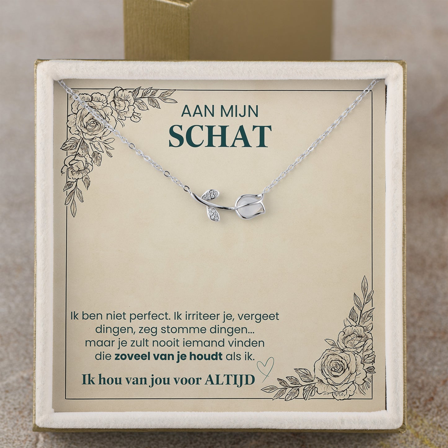 Tulp Ketting 🌷 - Aan Mijn Schat | 925 Zilver | Luxe Cadeau