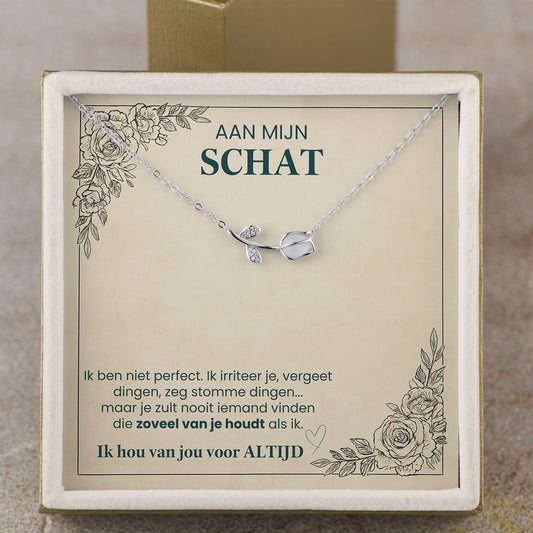 Tulp Ketting 🌷 - Aan Mijn Schat | 925 Zilver | Luxe Cadeau