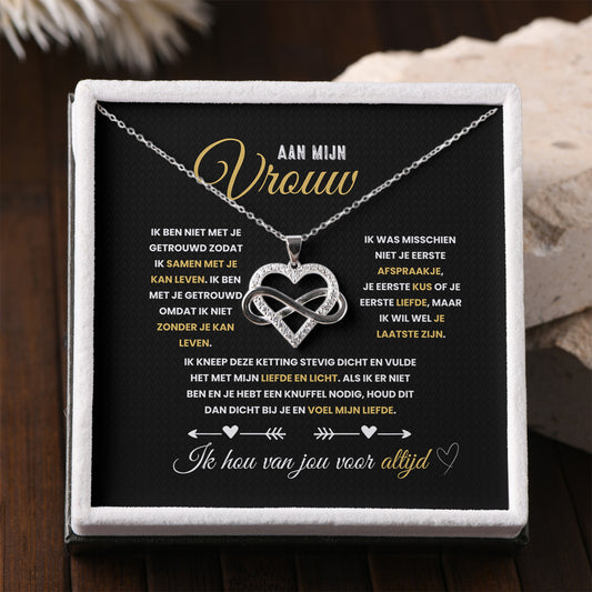 Infinity Hart Ketting – Aan Mijn Vrouw – 925 Zilver of Goud